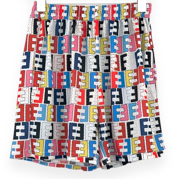 Eric Emanuel Other - Eric Emanuel White Colorful "Basic" EE Logo Print Mesh Jersey Shorts sz M